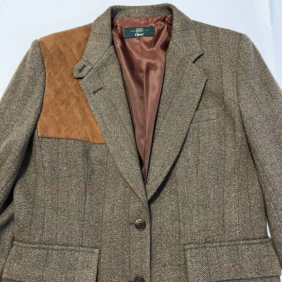ORVIS Women's Vintage 90s Herringbone Hunting Shooting Jacket 100% Wool Size 12 - Picture 4 of 12